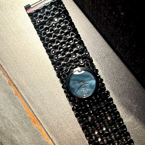 D&G Dolce & Gabbana Time Black Rhinestone Stainless Steel Watch - Picture 3 of 5